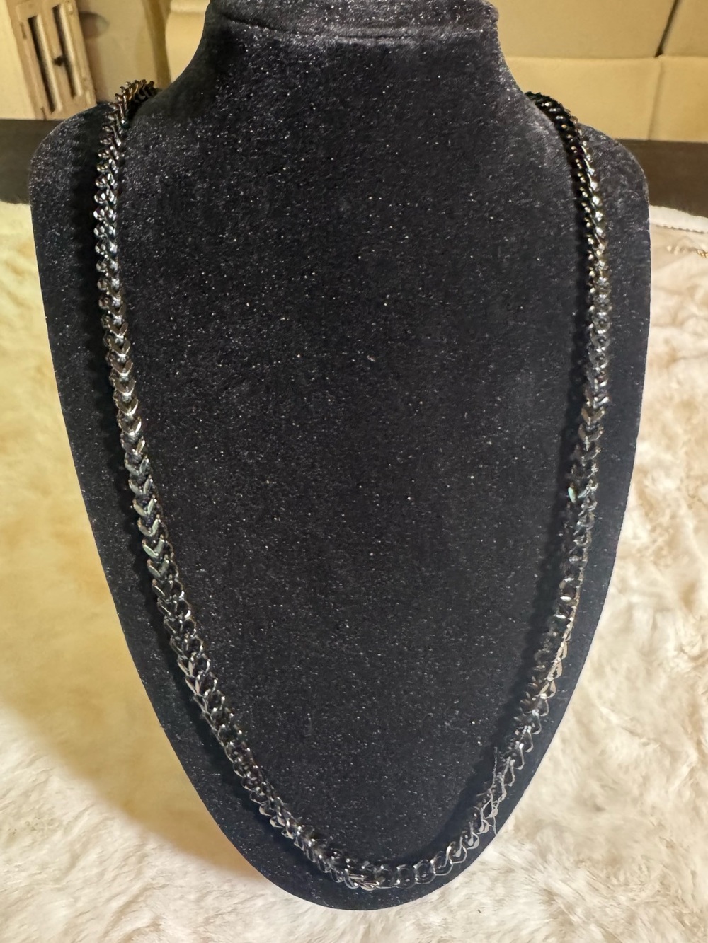 Black Oxidized Stainless Steel Franco Chain Necklace for Men  30in